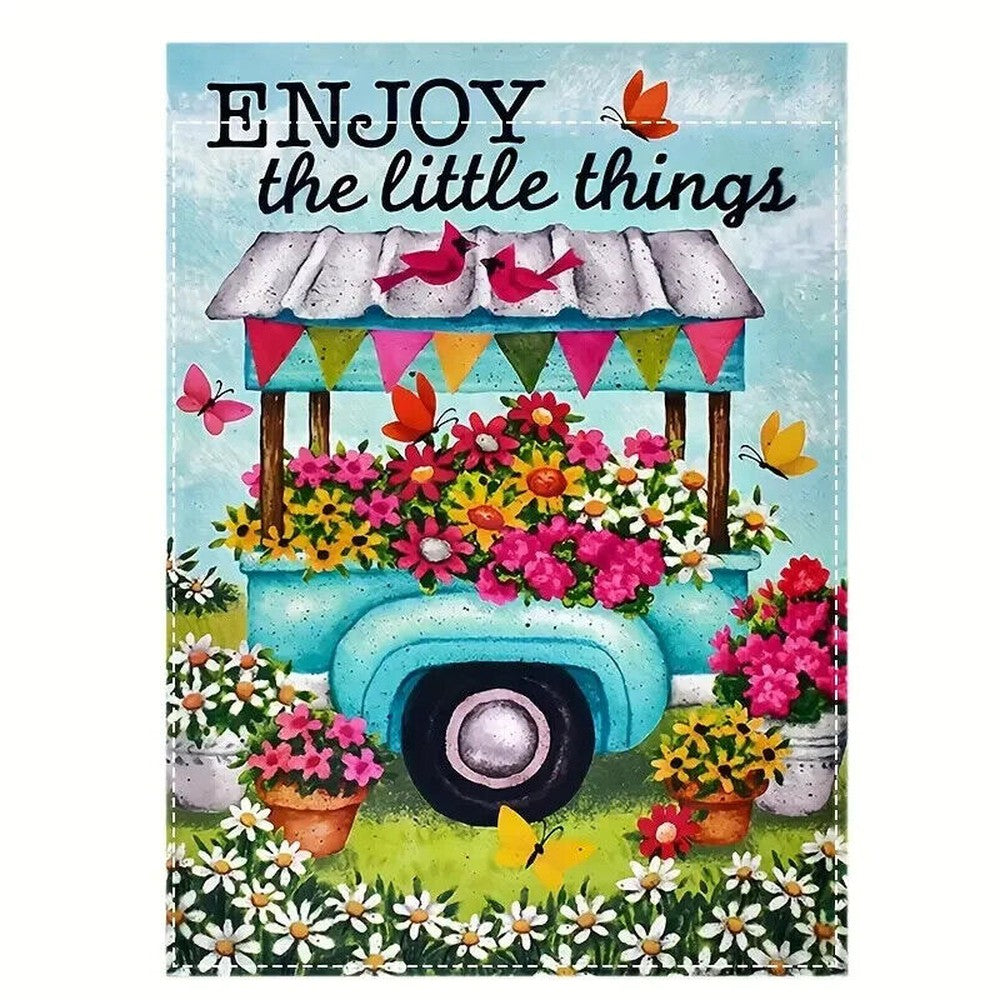 Enjoy The Little Things Colorful Burlap Garden Flag Double-Sided 12" x 18" NEW! Home & Garden:Yard, Garden & Outdoor Living:Décor:Flags Style Your Walls